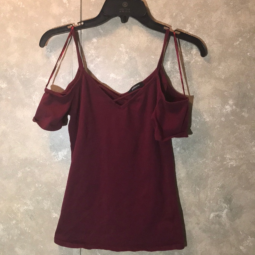 Burgundy Top with Shoulders Out